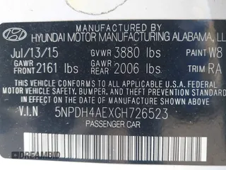 2016 Hyundai Elantra SE with VIN 5NPDH4AEXGH726523, listed as a IAAI auction lot 42648121 with 109,382 mi miles and . Bid and sale history available at DreamBid. Image 9.