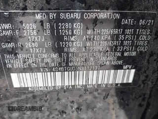 2022 Subaru Outback Wilderness with VIN 4S4BTGUD5N3112137, listed as a IAAI auction lot 41903526 with 77,502 mi miles and . Bid and sale history available at DreamBid. Image 9.
