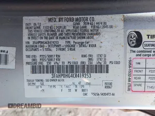 2012 Ford Fusion SE с VIN 3FAHP0HG4CR419253, выставлен на аукционе IAAI как лот 42616828 с пробегом 238 789 миль миль и . История ставок и продаж доступна на DreamBid. Изображение 9.
