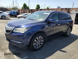 2014 Acura MDX Technology with VIN 5FRYD3H46EB005081, listed as a Copart auction lot 57799425 with 208,568 mi miles and Salvage title. Bid and sale history available at DreamBid. Image 1.