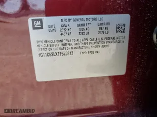 2015 Chevrolet Malibu LT with VIN 1G11C5SLXFF320313, listed as a Copart auction lot 53520525 with 90,557 mi miles and Salvage Title. Bid and sale history available at carsss.com. Image 12.