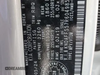 2024 Kia EV9 Wind z VIN KNDAFFS57R6049852, wystawiony jako Copart lot #78782314 z przebiegiem 2496 mil mil oraz Szkody całkowita. Historia ofert i sprzedaży dostępna na DreamBid. Obrazek 14.