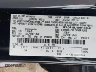 2017 Ford Fiesta SE z VIN 3FADP4BJ4HM153649, wystawiony jako IAAI lot #42037378 z przebiegiem 78 540 mil mil oraz . Historia ofert i sprzedaży dostępna na DreamBid. Obrazek 9.
