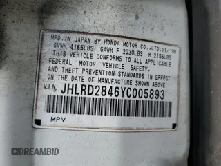 2000 Honda CR-V LX with VIN JHLRD2846YC005893, listed as a Copart auction lot 56340884 with 145,477 mi miles and Salvage Title. Bid and sale history available at carsss.com. Image 14.
