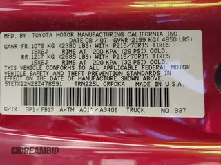 2008 Toyota Tacoma z VIN 5TETX22N28Z478591, wystawiony jako IAAI lot #42465031 z przebiegiem 141 529 mil mil oraz . Historia ofert i sprzedaży dostępna na DreamBid. Obrazek 9.