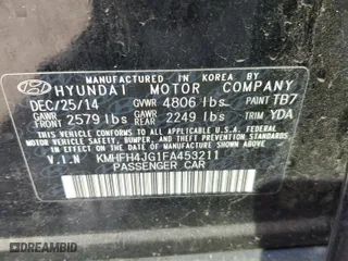 2015 Hyundai Azera Limited with VIN KMHFH4JG1FA453211, listed as a Copart auction lot 51019915 with 122,712 mi miles and Salvage Title. Bid and sale history available at carsss.com. Image 14.