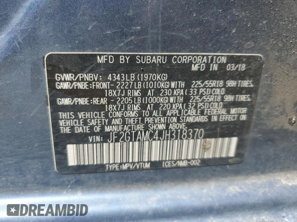 2018 Subaru Crosstrek Limited с VIN JF2GTAMC4JH318370, выставлен на аукционе Copart как лот 49924025 с пробегом 128 053 миль миль и Списание • Salvage title. История ставок и продаж доступна на DreamBid. Изображение 15.