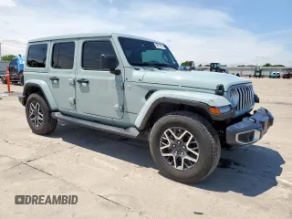 2024 Jeep Wrangler Sahara with VIN 1C4PJXEN6RW106911, listed as a Copart auction lot 58937945 with 13,948 mi miles and Salvage title. Bid and sale history available at DreamBid. Image 4.
