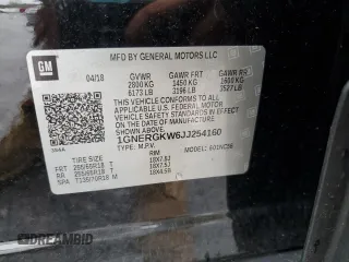 2018 Chevrolet Traverse LT Cloth with VIN 1GNERGKW6JJ254160, listed as a Copart auction lot 60411325 with 84,597 mi miles and Salvage title. Bid and sale history available at DreamBid. Image 13.