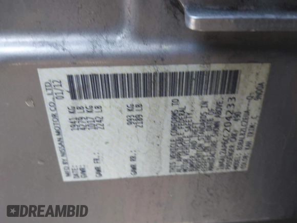 2012 Nissan Altima S z VIN 1N4AL2AP6CC204233, wystawiony jako IAAI lot #41808198 z przebiegiem 209 586 mil mil oraz . Historia ofert i sprzedaży dostępna na DreamBid. Obrazek 9.