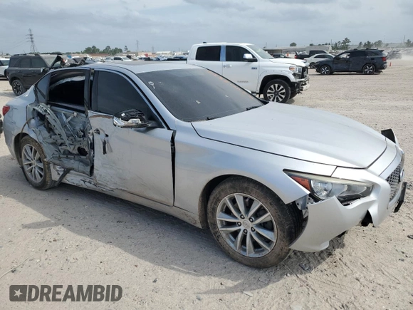 2015 Infiniti Q50 with VIN JN1BV7AP4FM356843, listed as a Copart auction lot 53702855 with 110,914 mi miles and Salvage title. Bid and sale history available at DreamBid. Image 4.