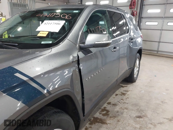 2021 Chevrolet Traverse LT Cloth with VIN 1GNERGKW3MJ198506, listed as a IAAI auction lot 42117506 with 56,659 mi miles and . Bid and sale history available at DreamBid. Image 17.