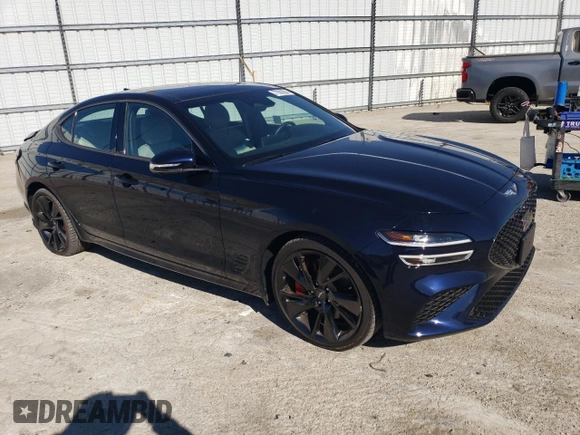 2023 Genesis G70 3.3T with VIN KMTG54TE2PU123852, listed as a Copart auction lot 77562964 with 10,890 mi miles and Salvage Title. Bid and sale history available at carsss.com. Image 4.
