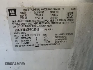 2015 GMC Terrain SLT with VIN 2GKFLXE30F6422643, listed as a Copart auction lot 48891175 with Not Provided miles and Salvage Title. Bid and sale history available at DreamBid. Image 13.