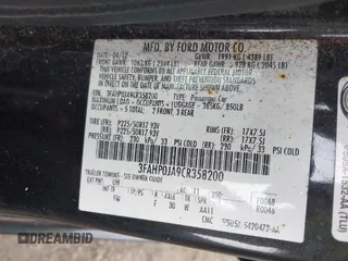 2012 Ford Fusion SEL with VIN 3FAHP0JA9CR358200, listed as a IAAI auction lot 42424734 with 177,294 mi miles and . Bid and sale history available at DreamBid. Image 9.