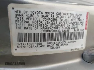 1998 Toyota Camry LE z VIN JT2BG22K8W0113985, wystawiony jako IAAI lot #42321418 z przebiegiem 277 270 mil mil oraz . Historia ofert i sprzedaży dostępna na DreamBid. Obrazek 9.