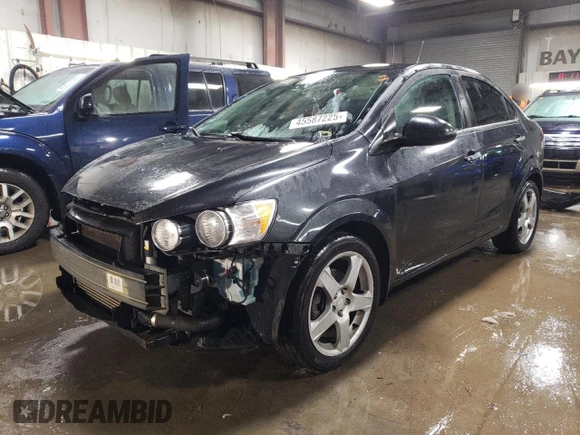 2014 Chevrolet Sonic LTZ with VIN 1G1JE5SB6E4223900, listed as a Copart auction lot 45587225 with 150,336 mi miles and Salvage Title. Bid and sale history available at carsss.com. Image 1.