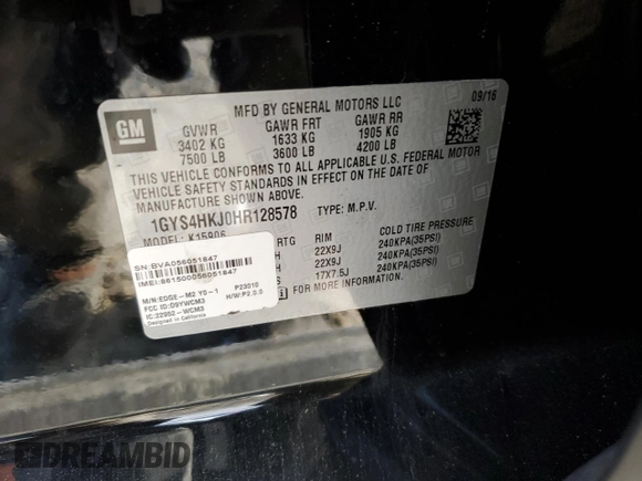 2017 Cadillac Escalade ESV Luxury z VIN 1GYS4HKJ0HR128578, wystawiony jako Copart lot #88101985 z przebiegiem 49 580 mil mil oraz Szkoda całkowita • Salvage title. Historia ofert i sprzedaży dostępna na DreamBid. Obrazek 16.