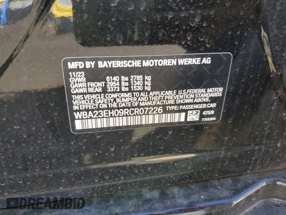 2024 BMW 7 Series 740i z VIN WBA23EH09RCR07226, wystawiony jako Copart lot #51779095 z przebiegiem Nie podano mil oraz Czysty tytuł • Clean title. Historia ofert i sprzedaży dostępna na DreamBid. Obrazek 13.