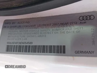 2014 Audi A6 Premium Plus with VIN WAUGFAFC6EN054589, listed as a IAAI auction lot 42308820 with 134,566 mi miles and . Bid and sale history available at DreamBid. Image 9.