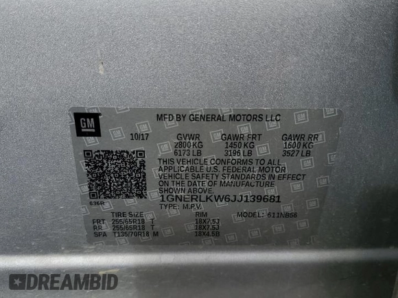 2018 Chevrolet Traverse LS with VIN 1GNERLKW6JJ139681, listed as a Copart auction lot 42945515 with 154,303 mi miles and Salvage Title. Bid and sale history available at carsss.com. Image 13.