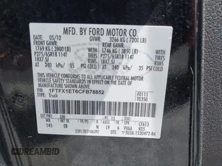 2012 Ford F-150 XL с VIN 1FTFX1ET6CFB78852, выставлен на аукционе IAAI как лот 42707747 с пробегом 246 662 миль миль и . История ставок и продаж доступна на DreamBid. Изображение 9.