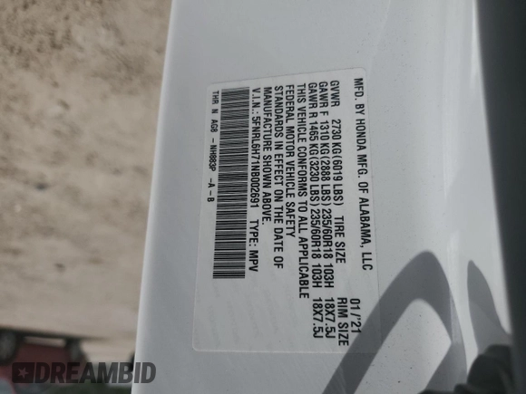 2022 Honda Odyssey EX-L с VIN 5FNRL6H71NB002691, выставлен на аукционе Copart как лот 51344185 с пробегом 62 820 миль миль и Списание • Salvage title. История ставок и продаж доступна на DreamBid. Изображение 16.