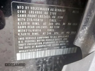 2016 Volkswagen Tiguan S с VIN WVGAV7AX5GW501723, выставлен на аукционе Copart как лот 60567935 с пробегом 65 660 миль миль и Списание • Salvage title. История ставок и продаж доступна на DreamBid. Изображение 14.