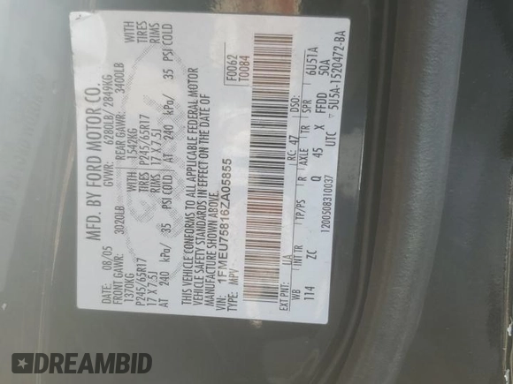 2006 Ford Explorer Limited with VIN 1FMEU75816ZA05855, listed as a Copart auction lot 50730995 with 218,714 mi miles and Salvage Title. Bid and sale history available at DreamBid. Image 13.