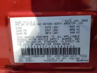 2009 Mitsubishi Galant ES with VIN 4A3AB36F29E002096, listed as a Copart auction lot 50101515 with 128,672 mi miles and Salvage Title. Bid and sale history available at carsss.com. Image 12.