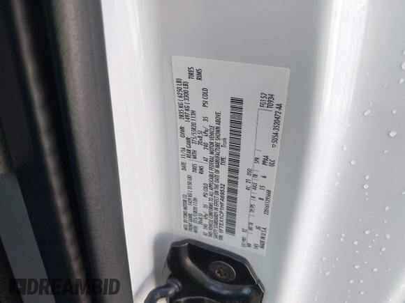 2017 Ford F-150 XL with VIN 1FTEX1CP1HFA69532, listed as a IAAI auction lot 42599302 with 246,315 mi miles and . Bid and sale history available at DreamBid. Image 9.