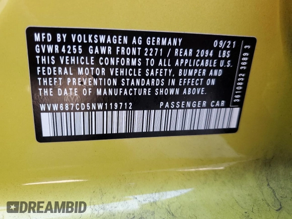 2022 Volkswagen Golf GTI Autobahn with VIN WVW687CD5NW119712, listed as a Copart auction lot 75361164 with 29,351 mi miles and Salvage Title. Bid and sale history available at carsss.com. Image 14.