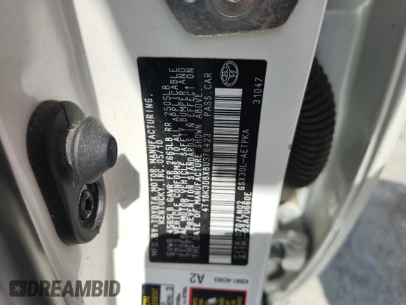 2011 Toyota Avalon with VIN 4T1BK3DBXBU376423, listed as a Copart auction lot 60820265 with 203,072 mi miles and Salvage title. Bid and sale history available at DreamBid. Image 12.