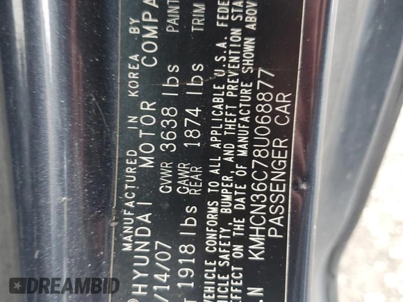2008 Hyundai Accent SE with VIN KMHCN36C78U068877, listed as a Copart auction lot 46118385 with 159,615 mi miles and Salvage Title. Bid and sale history available at carsss.com. Image 12.