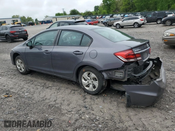 2015 Honda Civic Sedan LX with VIN 19XFB2F58FE092963, listed as a Copart auction lot 53716395 with 65,734 mi miles and Salvage Title. Bid and sale history available at carsss.com. Image 2.