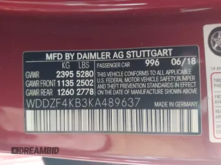 2019 Mercedes-Benz E 300 z VIN WDDZF4KB3KA489637, wystawiony jako IAAI lot #42053019 z przebiegiem 106 779 mil mil oraz . Historia ofert i sprzedaży dostępna na DreamBid. Obrazek 9.