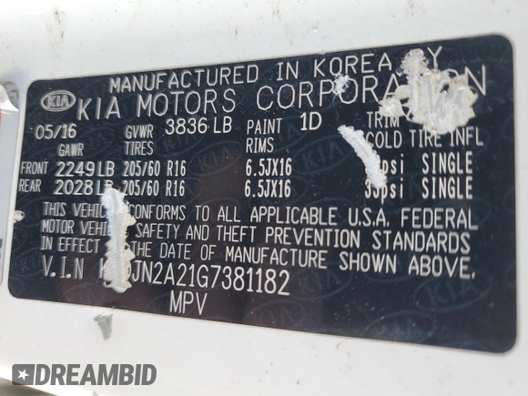 2016 Kia Soul with VIN KNDJN2A21G7381182, listed as a Copart auction lot 44743045 with 96,431 mi miles and Salvage Title. Bid and sale history available at carsss.com. Image 14.