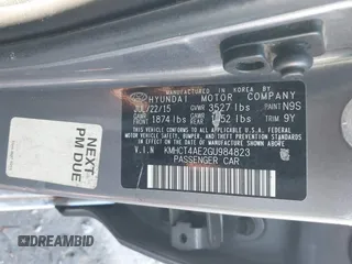2016 Hyundai Accent SE with VIN KMHCT4AE2GU984823, listed as a IAAI auction lot 38895924 with 141,396 mi miles and . Bid and sale history available at DreamBid. Image 9.