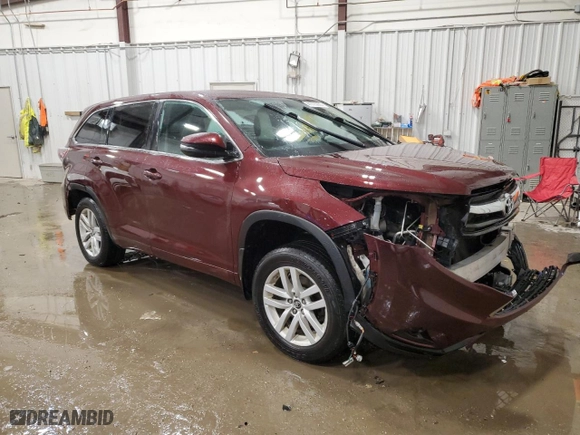 2016 Toyota Highlander LE with VIN 5TDBKRFH6GS289025, listed as a Copart auction lot 41775995 with 154,898 mi miles and Non Repairable. Bid and sale history available at carsss.com. Image 4.