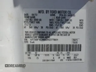2013 Ford F-150 XL с VIN 1FTMF1CM0DKE77851, выставлен на аукционе Copart как лот 55247705 с пробегом 190 765 миль миль и Списание • Salvage title. История ставок и продаж доступна на DreamBid. Изображение 12.