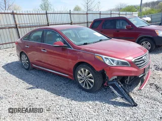 2016 Hyundai Sonata Sport with VIN 5NPE34AF1GH435470, listed as a IAAI auction lot 42004324 with 104,295 mi miles and . Bid and sale history available at carsss.com. Image 1.