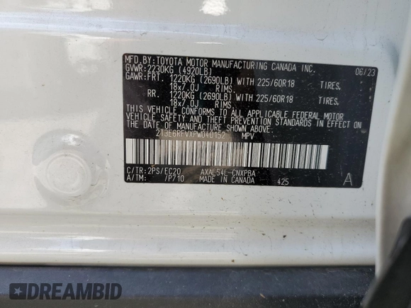 2023 Toyota RAV4 Hybrid XSE with VIN 2T3E6RFVXPW040152, listed as a Copart auction lot 61645565 with 26,408 mi miles and Salvage title. Bid and sale history available at DreamBid. Image 13.