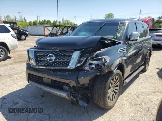2019 Nissan Armada Platinum with VIN JN8AY2NE1K9756596, listed as a Copart auction lot 52228374 with Not Provided miles and Salvage Title. Bid and sale history available at carsss.com. Image 1.