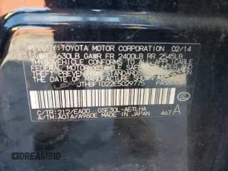 2014 Lexus IS 250 with VIN JTHBF1D22E5029775, listed as a Copart auction lot 56781875 with 127,395 mi miles and Salvage title. Bid and sale history available at DreamBid. Image 12.