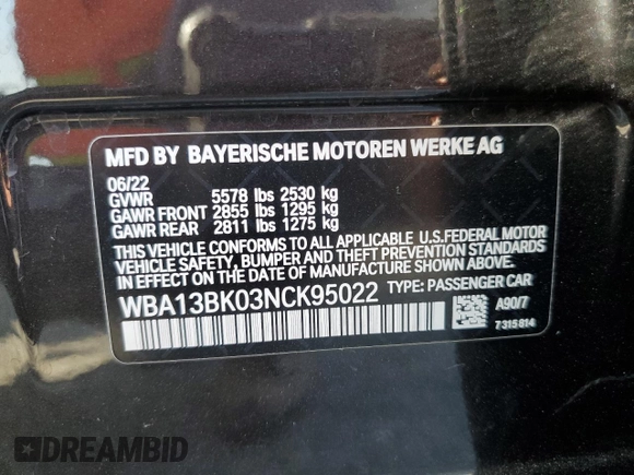 2022 BMW 5 Series M550i xDrive z VIN WBA13BK03NCK95022, wystawiony jako Copart lot #58600105 z przebiegiem 34 142 mil mil oraz Szkoda całkowita • Salvage title. Historia ofert i sprzedaży dostępna na DreamBid. Obrazek 13.