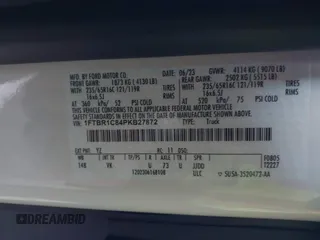 2023 Ford Transit Cargo with VIN 1FTBR1C84PKB27872, listed as a IAAI auction lot 41025498 with 6,710 mi miles and . Bid and sale history available at DreamBid. Image 8.
