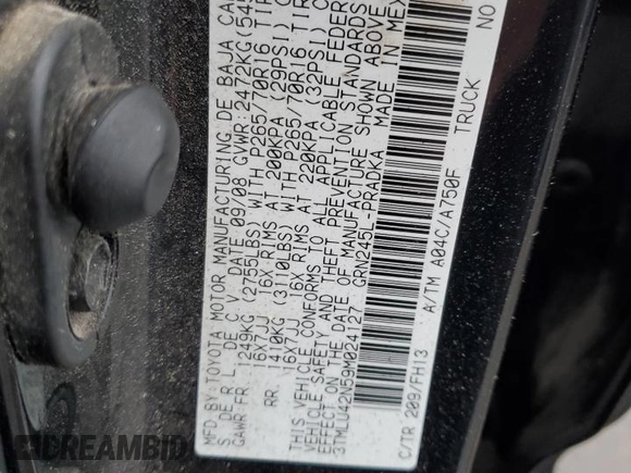 2009 Toyota Tacoma with VIN 3TMLU42N59M024127, listed as a Copart auction lot 51152195 with 213,513 mi miles and Salvage Title. Bid and sale history available at DreamBid. Image 12.