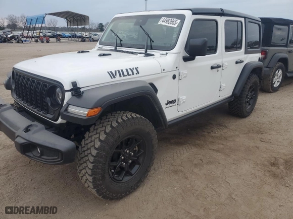 2024 Jeep Wrangler Sport with VIN 1C4PJXDG5RW319108, listed as a Copart auction lot 44982665 with 13,472 mi miles and Salvage Title. Bid and sale history available at carsss.com. Image 1.