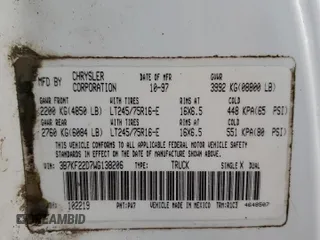 1998 Dodge Ram 2500 with VIN 3B7KF22D7WG138206, listed as a Copart auction lot 78652144 with 333,521 mi miles and Salvage Title. Bid and sale history available at carsss.com. Image 12.