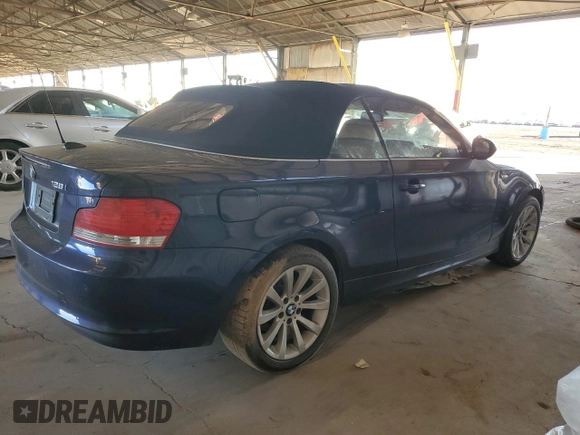 2011 BMW 1 Series 128i with VIN WBAUL7C53BVM81003, listed as a Copart auction lot 43986665 with Not provided miles and Salvage title. Bid and sale history available at DreamBid. Image 3.